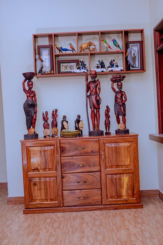 Handmade wooden crafts at the lodge