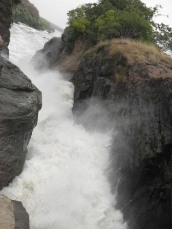 Water cascading at Murchison Falls